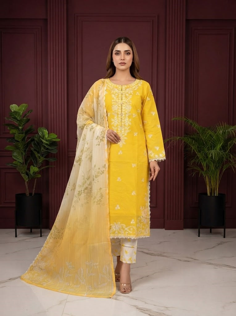 HT 308 -  Cotton Lawn 3 Piece Suit for Women | Summer Collection | Andaaz Boutique