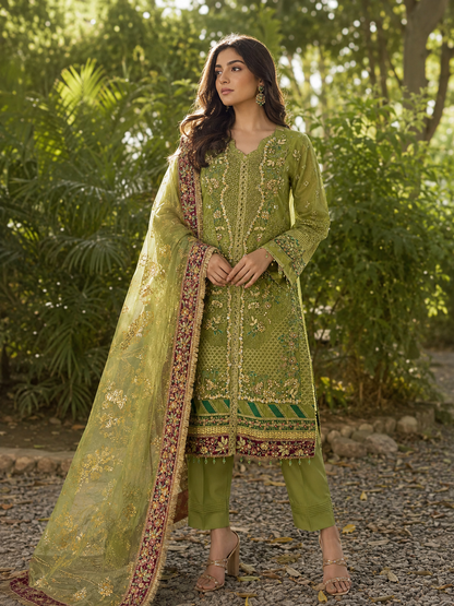 SJ 338 - Luxury Organza Party Wear Dress for Women | Andaaz Boutique