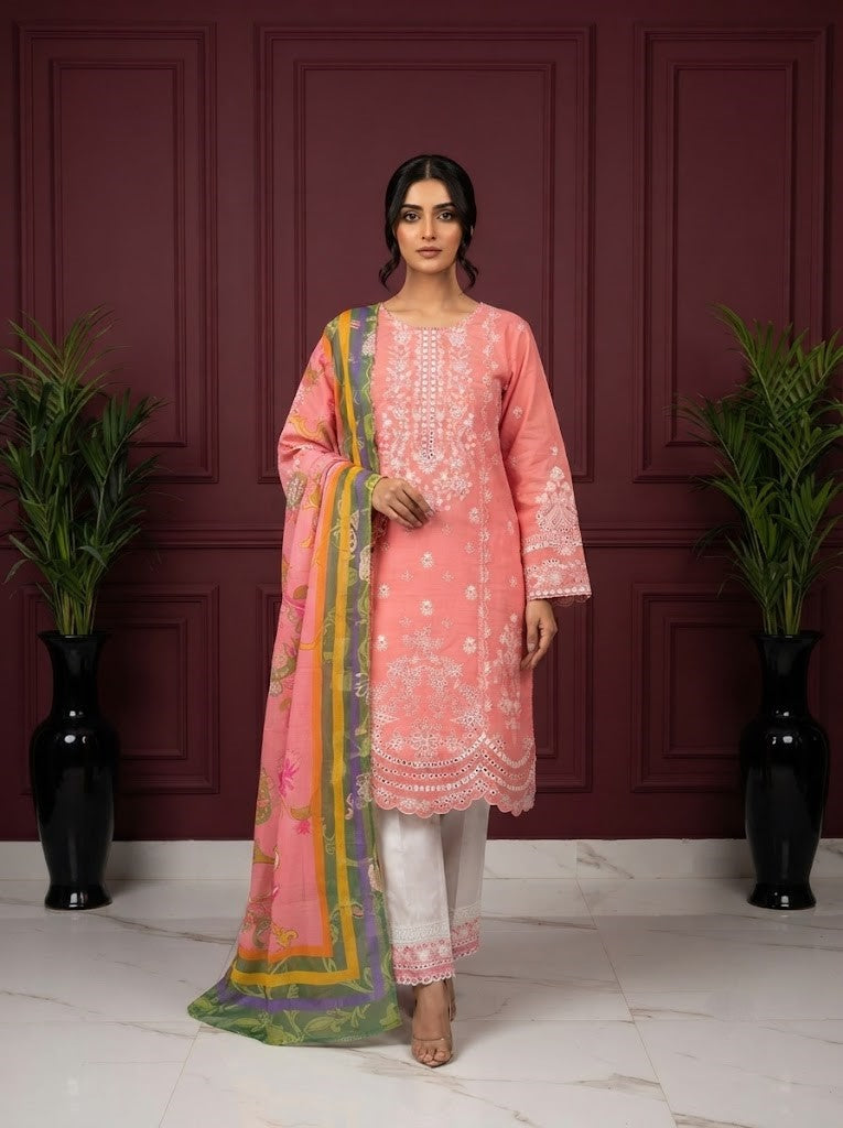 HT 312 - Luxury Cotton Lawn 3 Piece Suit | Pakistani Summer Collection | Andaaz Boutique