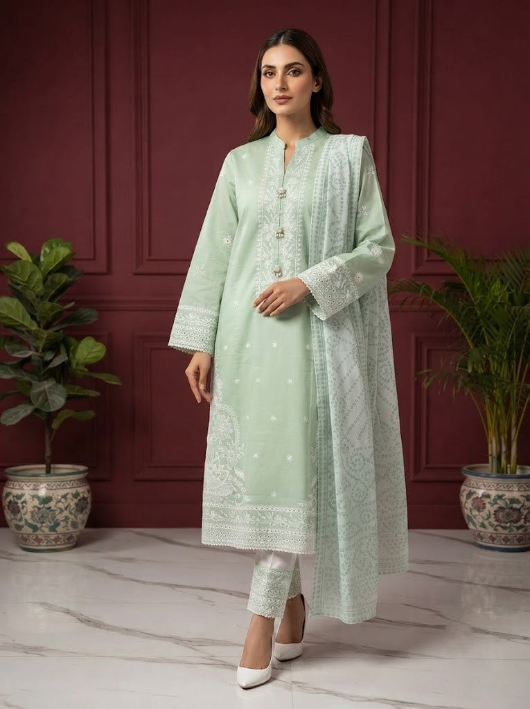 HT 309 - Cotton Lawn Dress for Women | 3 Piece Summer Suit | Andaaz Boutique