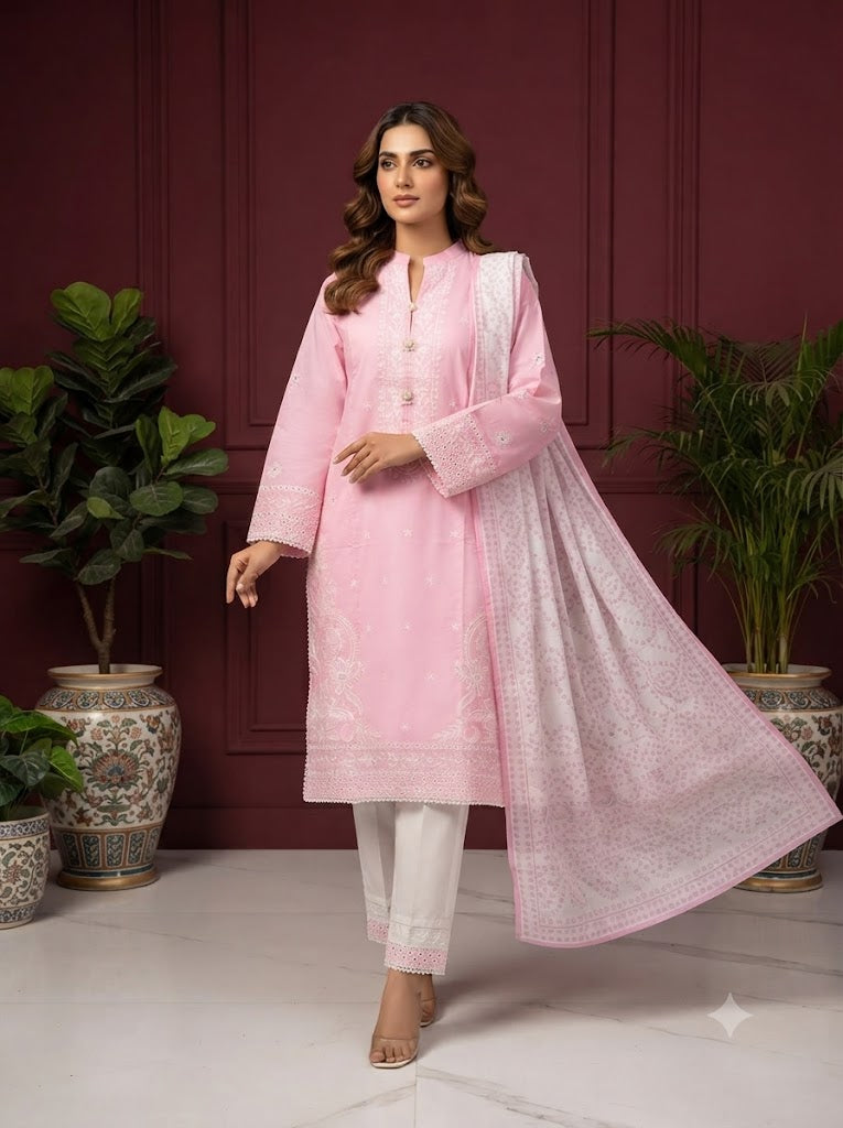 HT 309 - Cotton Lawn Dress for Women | 3 Piece Summer Suit | Andaaz Boutique