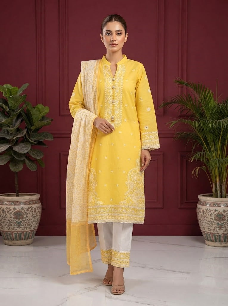 HT 309 - Cotton Lawn Dress for Women | 3 Piece Summer Suit | Andaaz Boutique