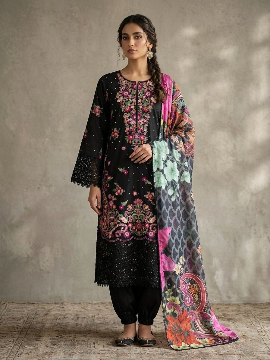 AK 18 - Elegant Cotton 3 Piece Suit for Women – Summer Collection
