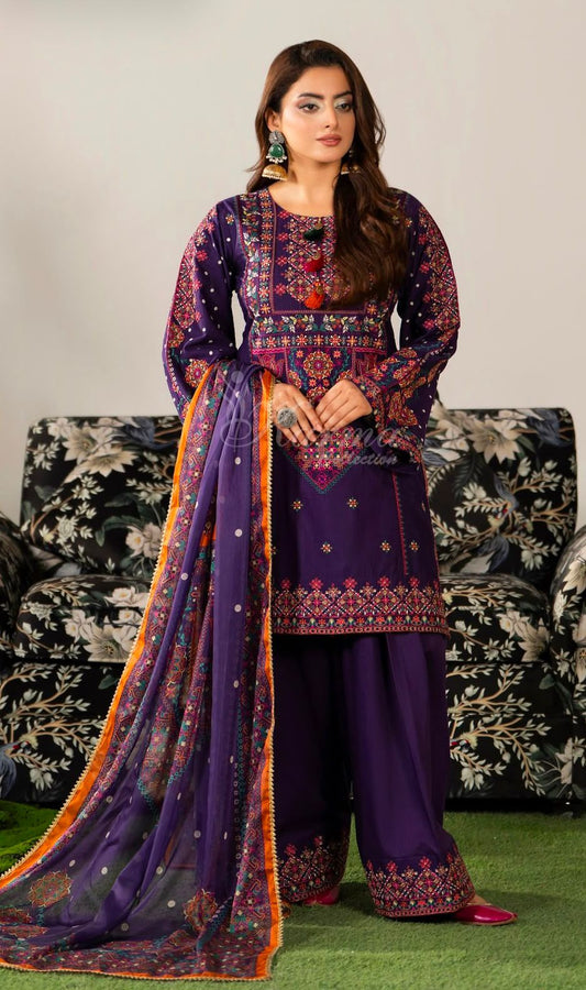 KR 237 - Cotton Lawn Stuff 3-Piece Premium Suit's For Women To Wear