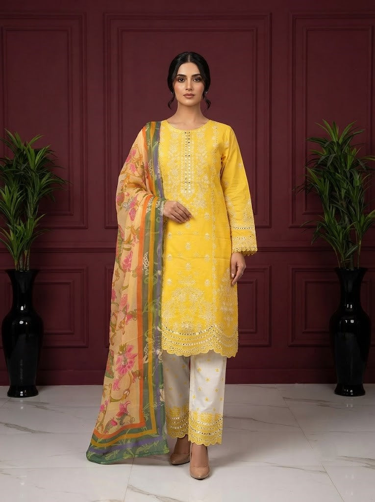 HT 312 - Luxury Cotton Lawn 3 Piece Suit | Pakistani Summer Collection | Andaaz Boutique