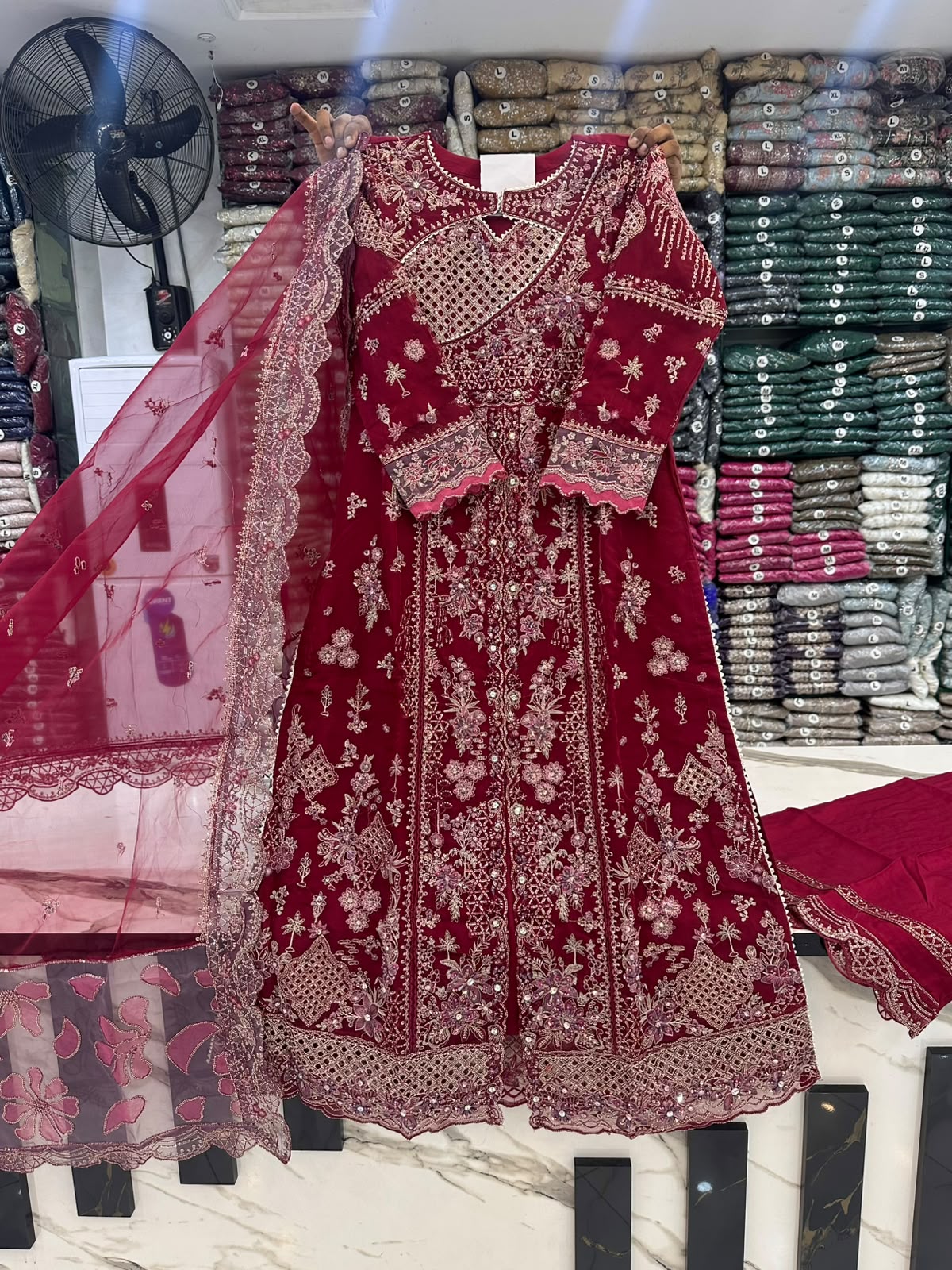 HN 140 -  Designer Wedding & Party Wear 3 Piece Suit | Luxury Collection Pakistan